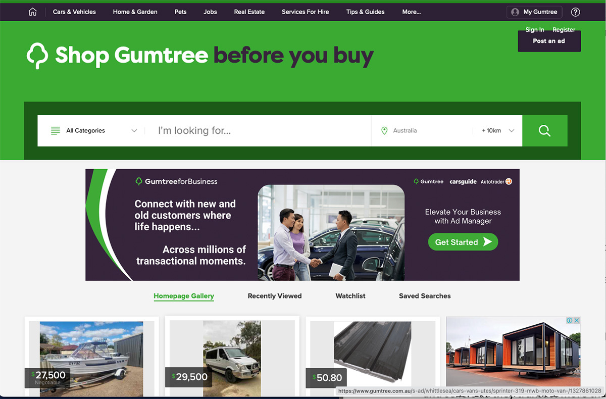 Gumtree Australia　新しい街で生活するのに欠かせない