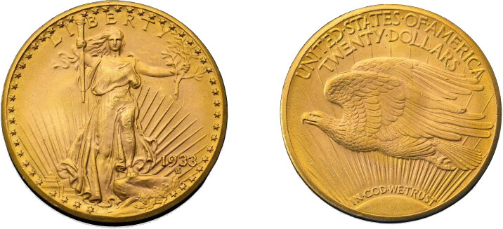 アンティークコインギャラリー　1933年 アメリカ ダブルイーグル20ドル金貨